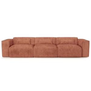 Canapé droit en tissu 5 places terracotta