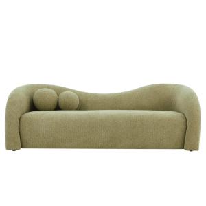 Canapé droit en tissu chenille 3 places vert kaki