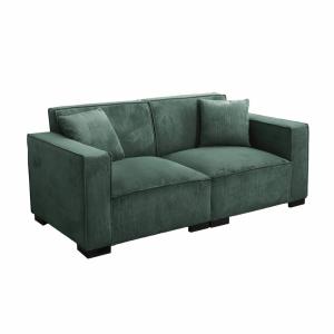 Canapé droit en velours côtelé 2 places vert foncé L 180 cm…