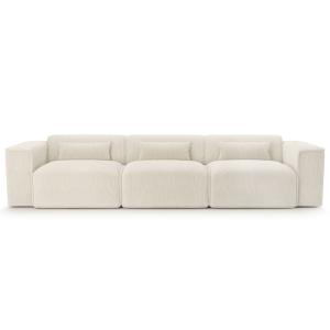 Canapé droit en velours côtelé 5 places beige