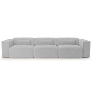 Canapé droit en velours côtelé 5 places gris