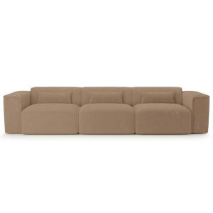 Canapé droit en velours côtelé 5 places marron