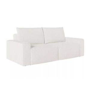 Canapé droit fixe 2 places en tissu bouclette - Blanc