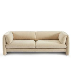 Canapé droit fixe 3 places velours texturé beige