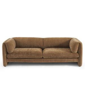 Canapé droit fixe 3 places velours texturé marron