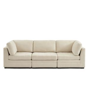 Canapé droit modulable 3 pièces tissu chenille beige