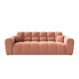 Canapé droit tissu bouclette 3 places Terracotta