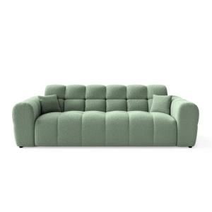 Canapé droit tissu bouclette 3 places Vert