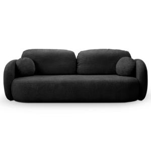 Canapé droit tissu bouclette noir 3 places