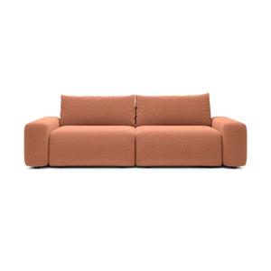 Canapé droit tissu bouclette terracotta 3 places