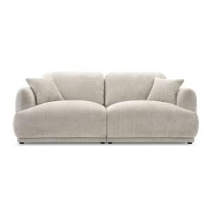 Canapé droit tissu chenille beige 2 places