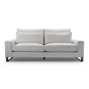 Canapé droit tissu chenille gris clair 2 places