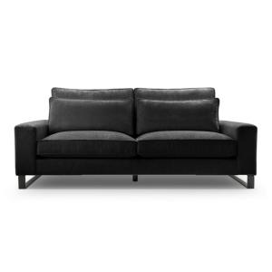 Canapé droit tissu chenille noir 2 places