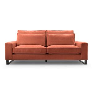 Canapé droit tissu chenille terracotta 2 places