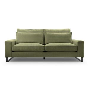 Canapé droit tissu chenille vert 2 places