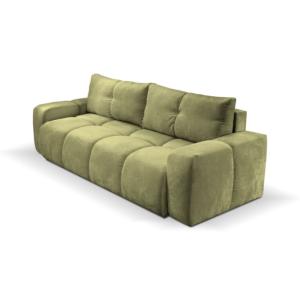 Canapé droit tissu chenille vert 3 places