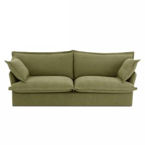 Canapé droit tissu déhoussable 3 places vert