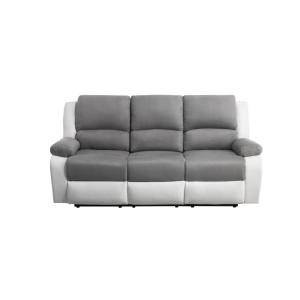 Canapé électrique 3 places en Microfibre/Simili - Blanc/Gri…