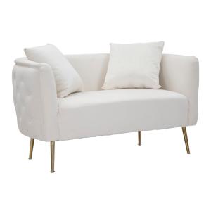 Canapé en tissu beige avec pieds dorés cm 127x74x71