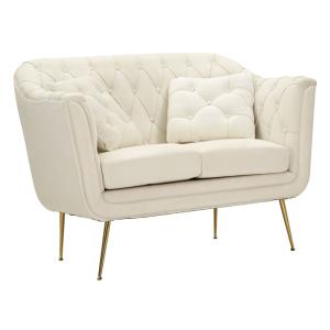 Canapé en tissu crème et métal avec coussins (130 x 83 x 91…