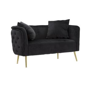 Canapé en tissu noir avec pieds dorés 127x74x71  cm
