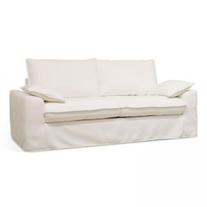 Canapé en tissu texturé 3 places blanc
