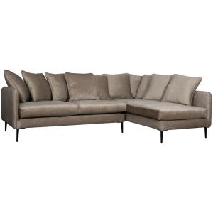 Canapé en velours 5 places angle droit beige