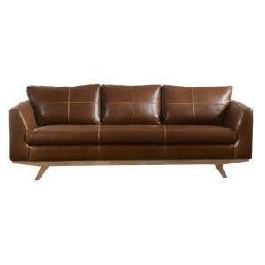 Canapé fixe croûte de cuir 3 places marron
