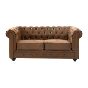 Canapé fixe microfibre 2 places marron