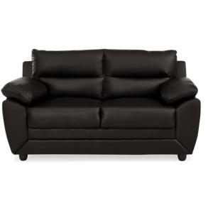 Canapé fixe simili cuir 2 places marron chocolat