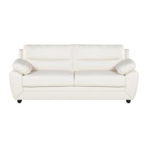 Canapé fixe simili cuir 3 places blanc