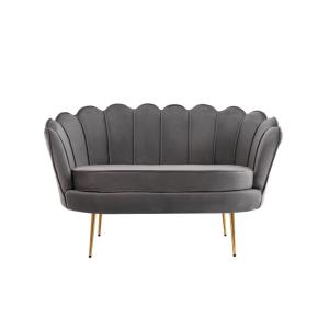 Canapé fixe velours 2 places gris anthracite