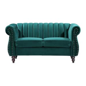 Canapé fixe velours 2 places vert émeraude