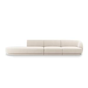 Canapé gauche 4 places en tissu velours beige clair