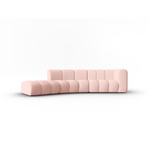 Canapé gauche 5 places en tissu chenille rose
