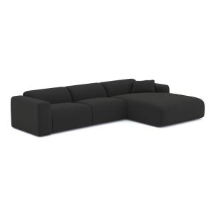Canapé grand angle droit tissu bouclette anthracite foncé 2…