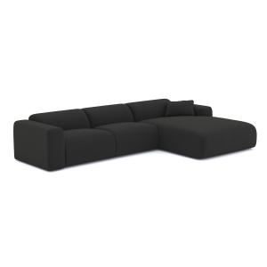 Canapé grand angle droit tissu bouclette noir 280cm