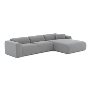 Canapé grand angle droit tissu tramé gris clair 280cm
