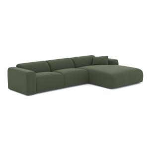 Canapé grand angle droit tissu tramé vert olive 280cm