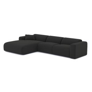 Canapé grand angle gauche tissu bouclette noir 280cm