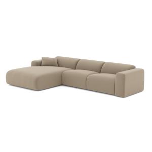 Canapé grand angle gauche tissu bouclette taupe 280cm