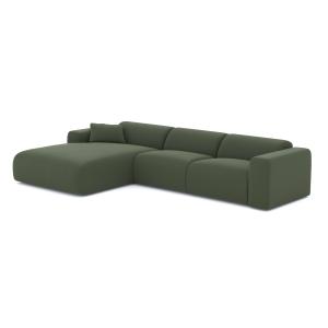 Canapé grand angle gauche tissu tramé vert olive 280cm