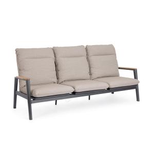 Canapé inclinable 3 places en aluminium anthracite et teck
