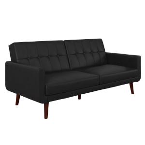 Canapé lit 3 places en simili cuir noir