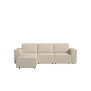 Canapé-lit beige avec chaise longue à gauche 258 x 200 cm