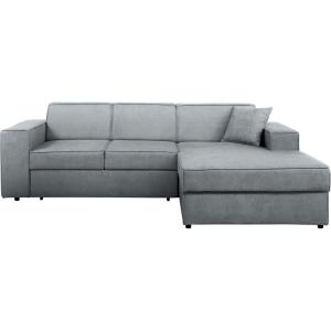 Canapé-lit d'angle avec fonction couchage gris clair à droi…