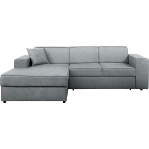 Canapé-lit d'angle avec fonction couchage gris clair gauche