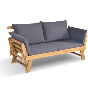 Canapé-lit de jardin extensible 2 places gris