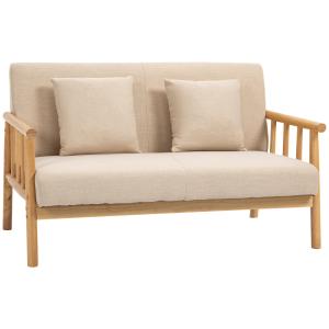 Canapé lounge 2 places avec coussins - bois hévéa aspect li…