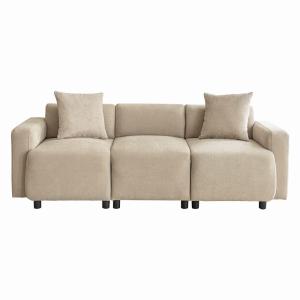 Canapé moderne rembourrés tissu chenille beige 3 places
